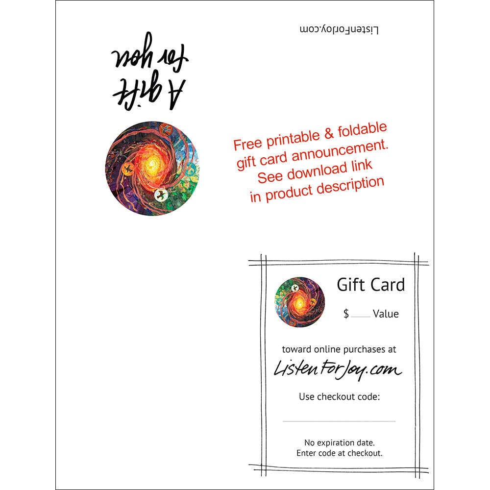 Product: Gift Cards | Listen For Joy | Spiritual Art product-gift-cards-listen-for-joy-spiritual-art